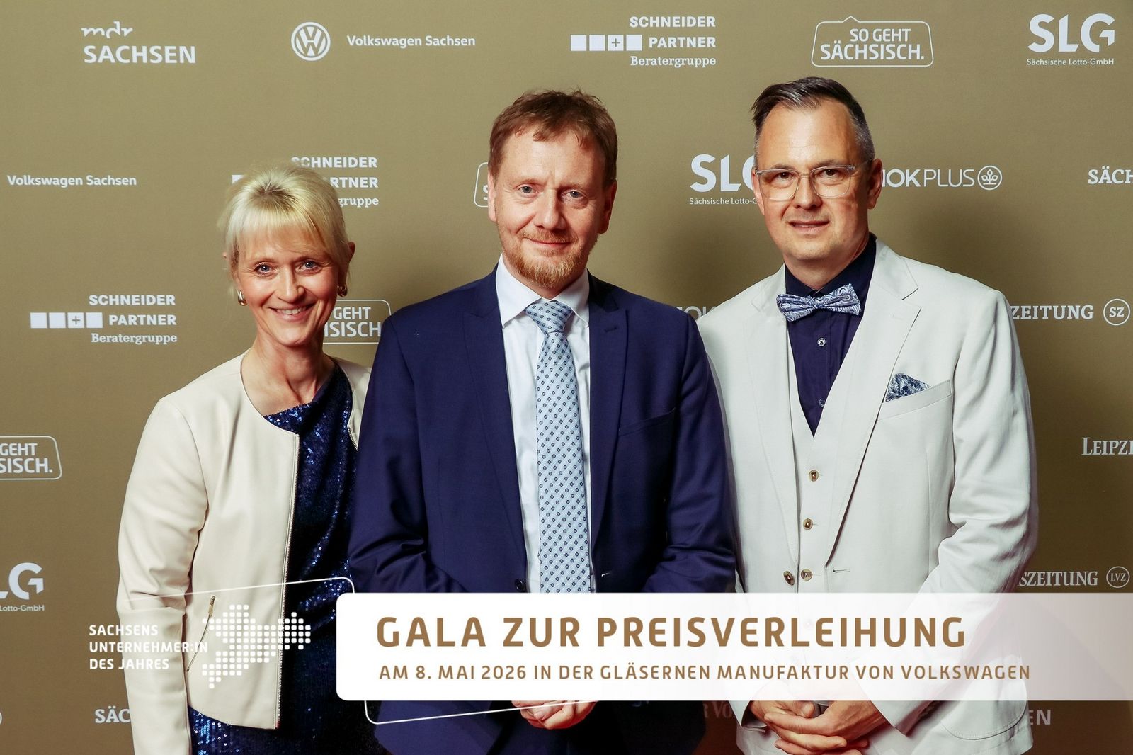 Mario und Bianka Schädlich mit Sachsens Ministerpräsident Michael Kretschmer …